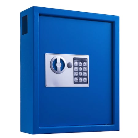 Adiroffice 40-Key Steel Digital Electronic Lock Wall-Mount Security Key Cabinet, Blue ADI680-40-BLU-MK